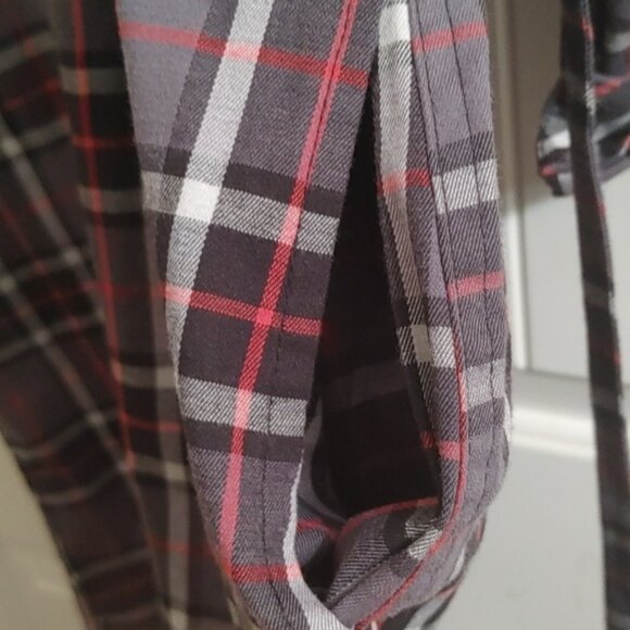 BC Woman dress shirt long tunic Small black gray red plaid pattern long … - Picture 7 of 9